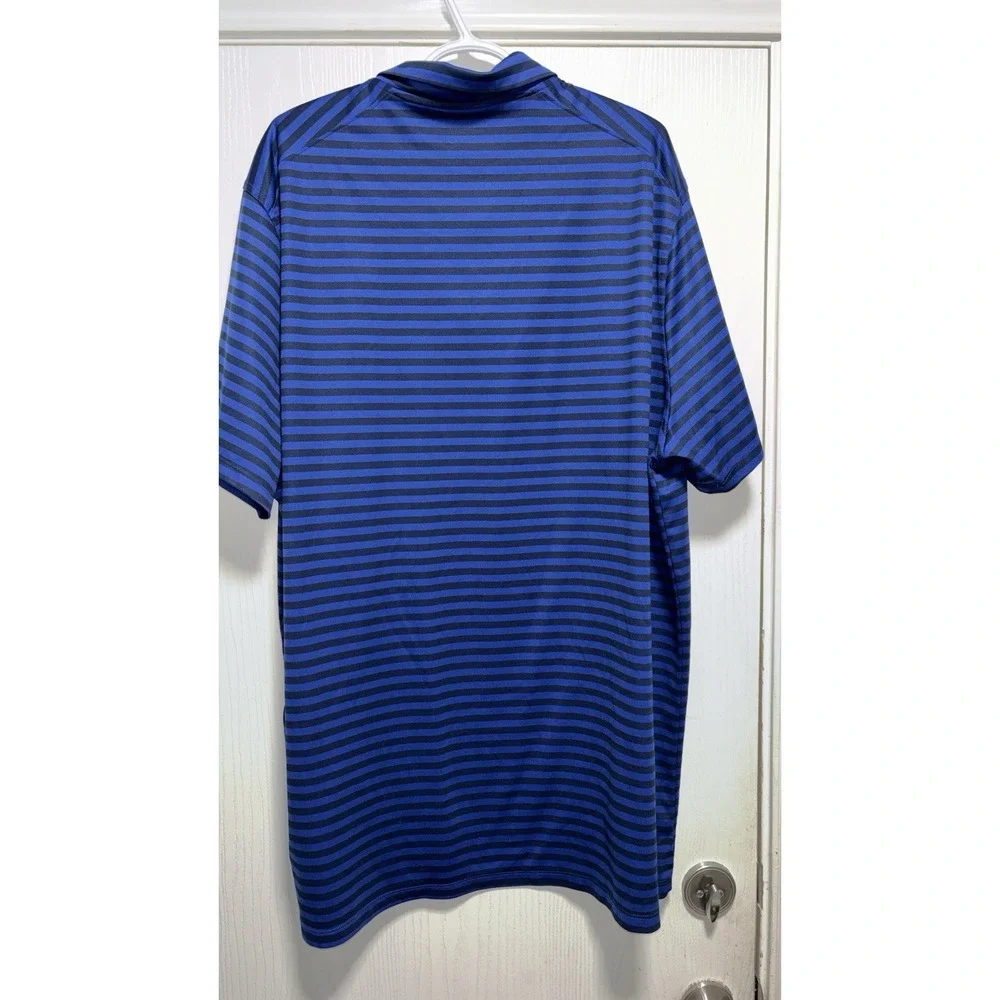 Nike Men Royal Blue/Black Striped Short Sleeve Polo Shirt Size 3XLarge